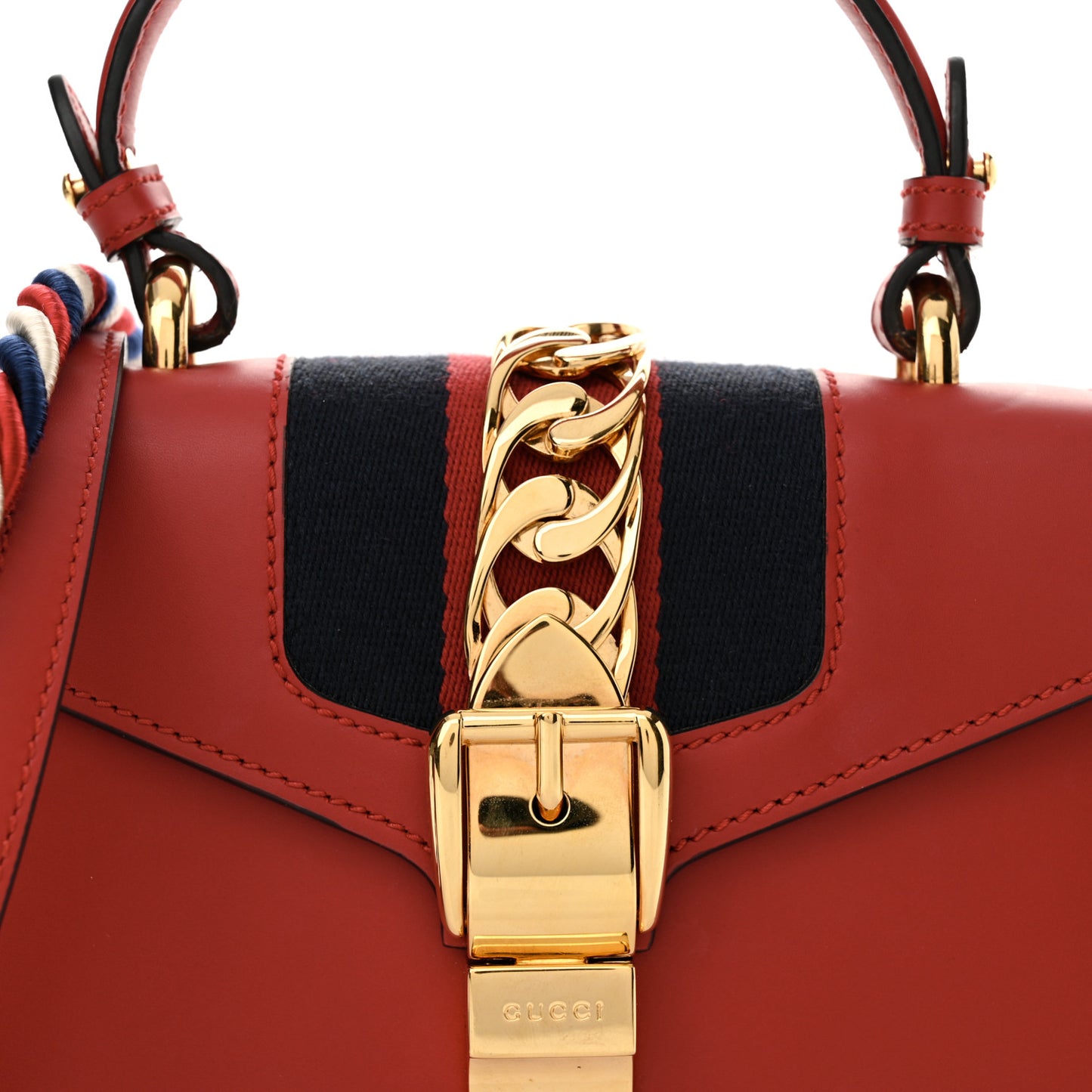 Calfskin Mini Sylvie Top Handle Bag Hibiscus Red
