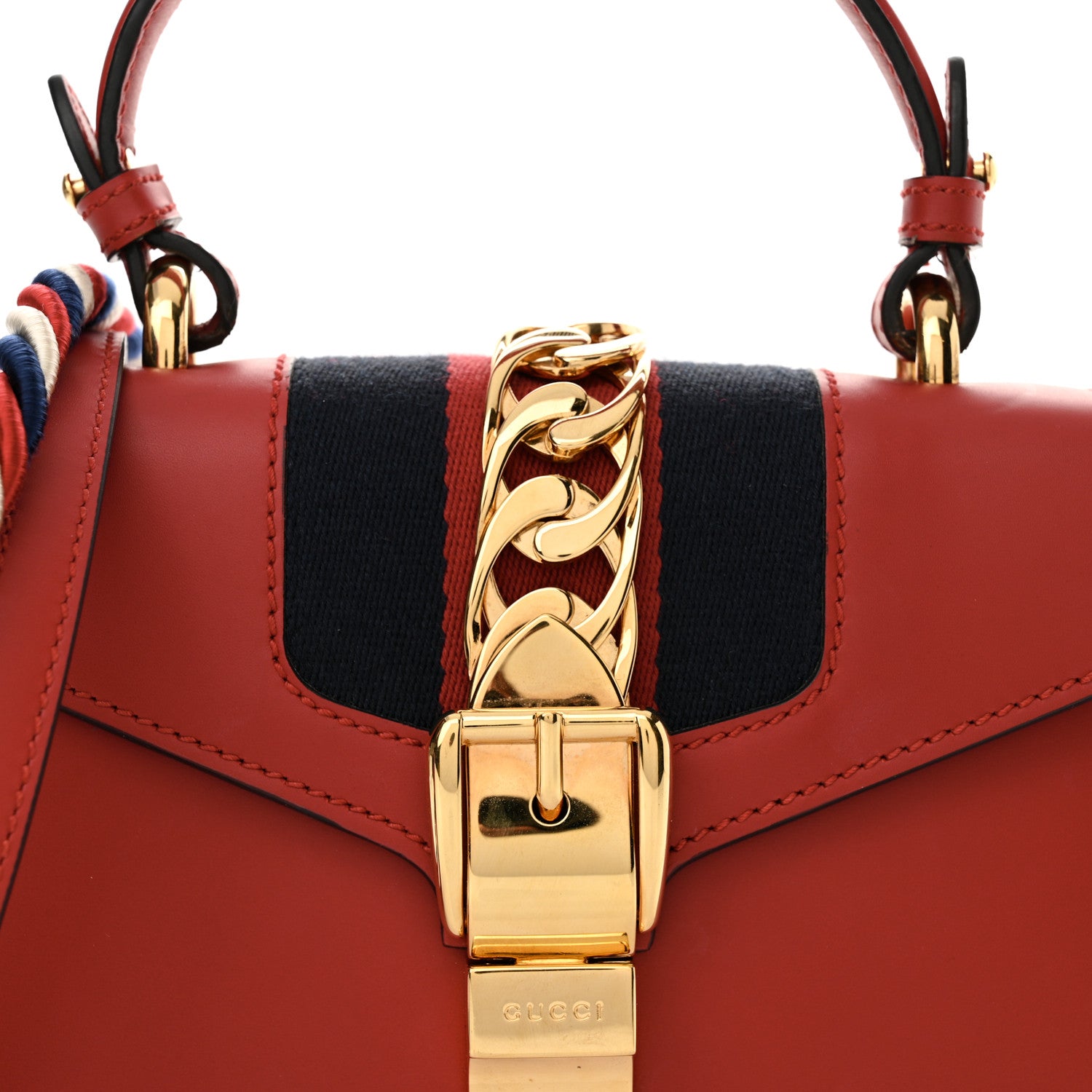 Gucci Calfskin Mini Sylvie Top Handle Bag Hibiscus Red 8 of 15