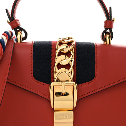 Gucci Calfskin Mini Sylvie Top Handle Bag Hibiscus Red 8 of 15
