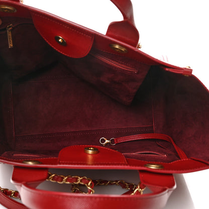Chanel Caviar Small Studded Deauville Tote Red 4 of 9