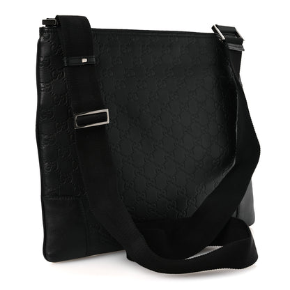 Gucci Guccissima Flat Messenger Bag Black 3 of 11