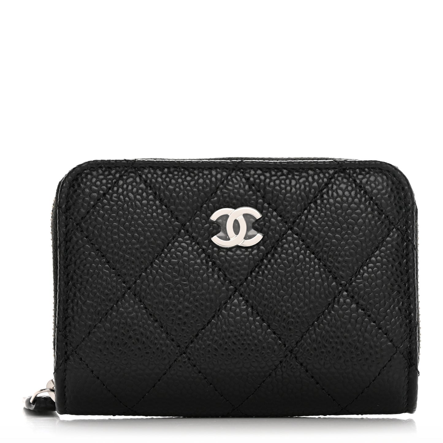 Caviar Quilted Zip Coin Purse Black
