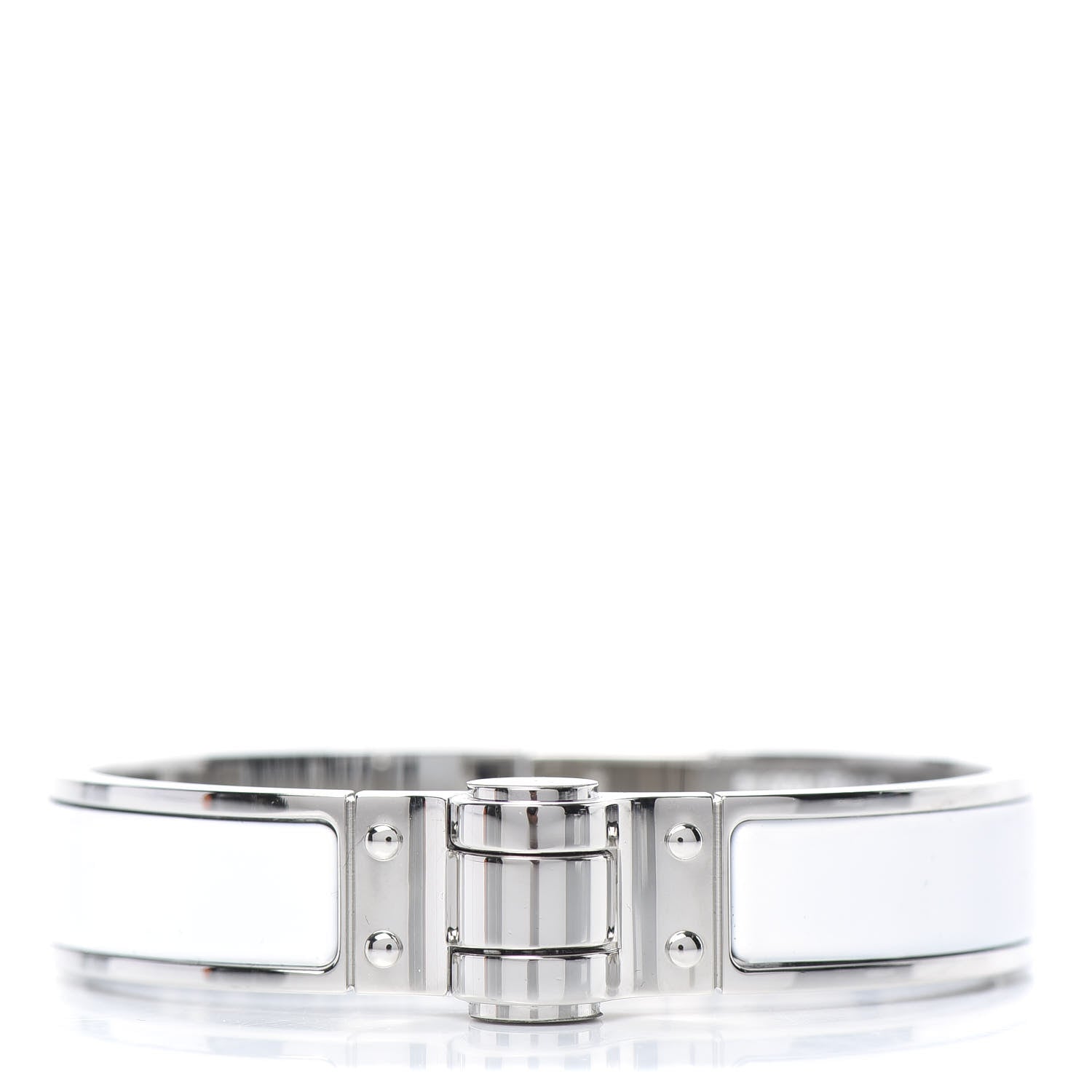 Hermes Enamel Charniere Uni Narrow Hinged Bracelet S White 1 of 6