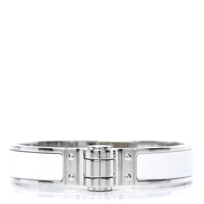 Hermes Enamel Charniere Uni Narrow Hinged Bracelet S White 1 of 6