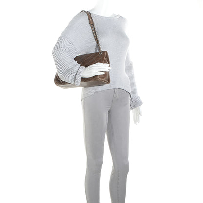 Chanel Crumpled Grained Calfskin CC Crave Jumbo Flap Brown 2 of 8