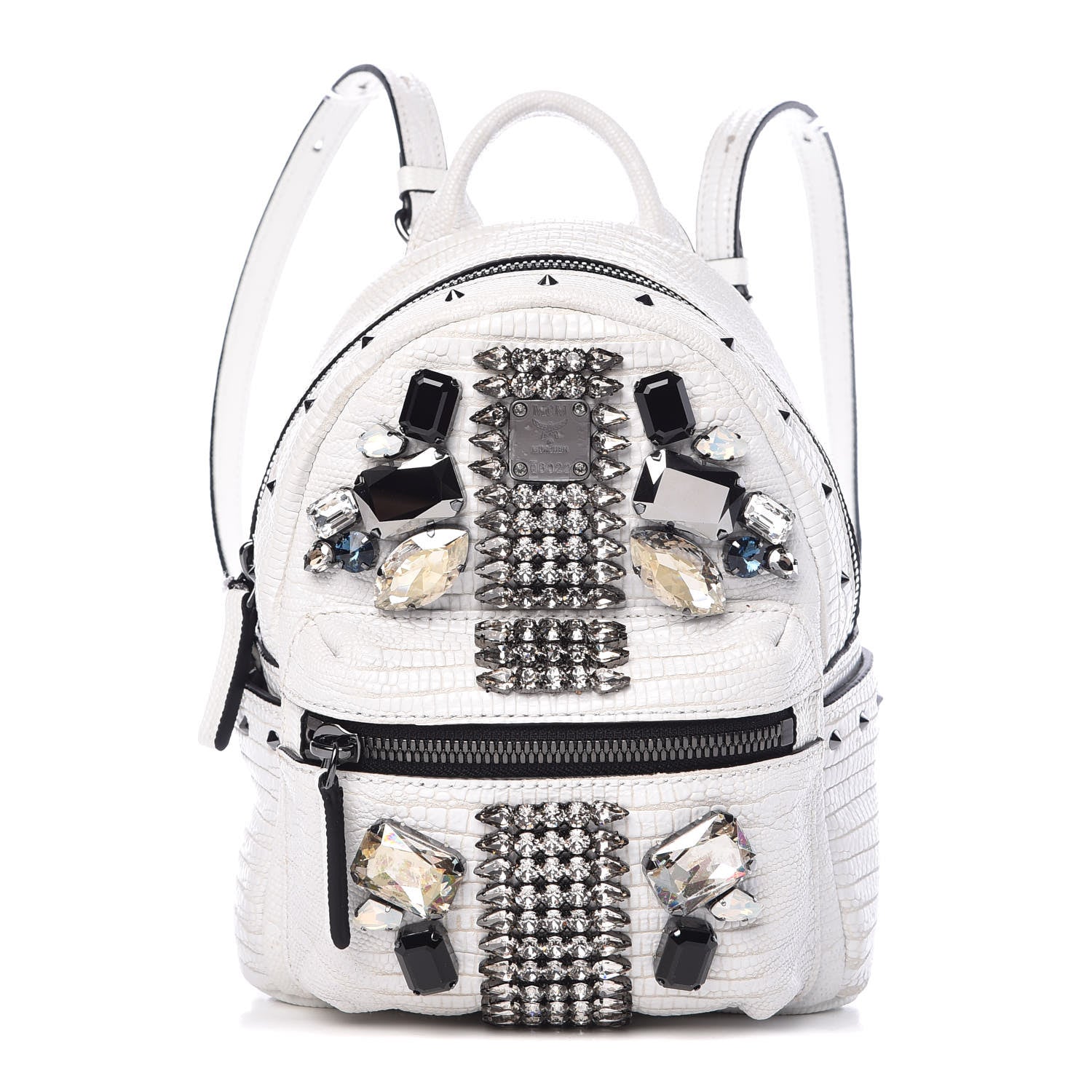MCM Crocodile Swarovski Crystal X-Mini Bebe Boo Backpack White 1 of 6