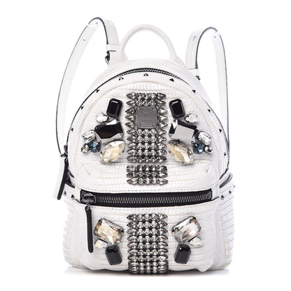 MCM Crocodile Swarovski Crystal X-Mini Bebe Boo Backpack White 1 of 6