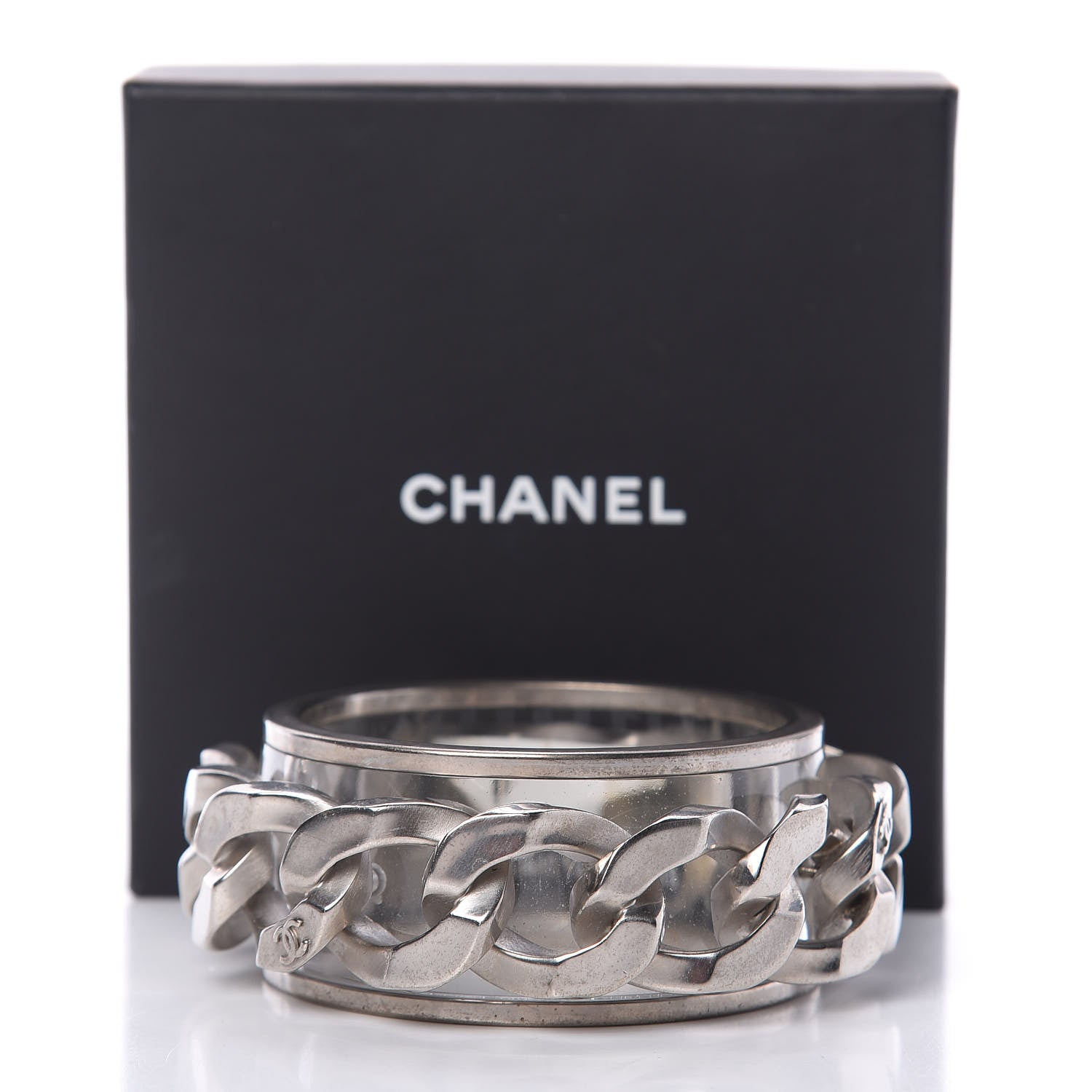 Chanel Lucite CC Chain Bangle Silver 4 of 4