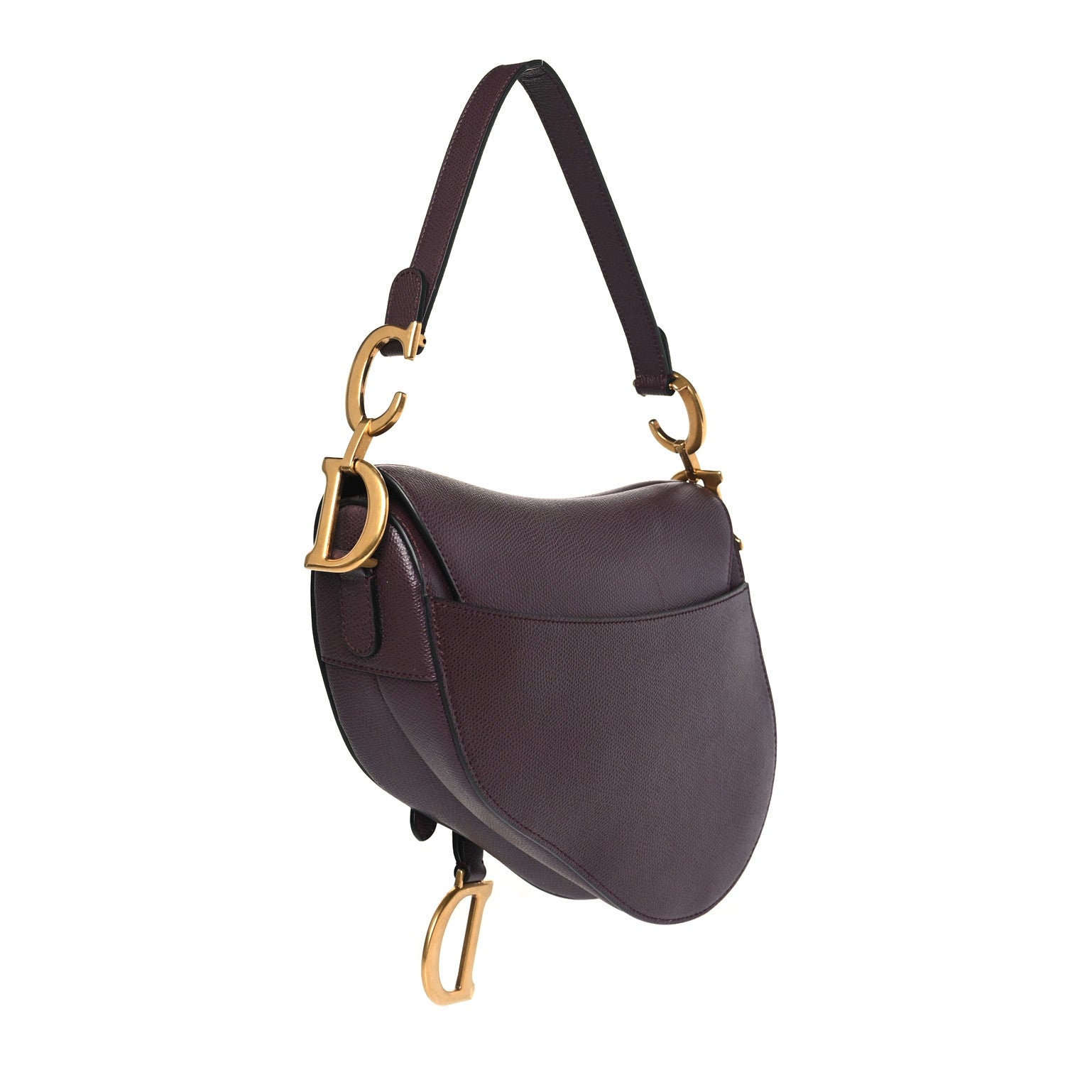 Christian Dior Grained Calfskin Saddle Bag Burgundy 3 of 9