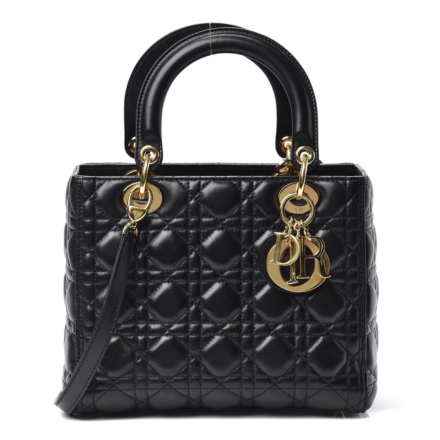 Christian Dior Lambskin Cannage Medium Lady Dior Black 1 of 9