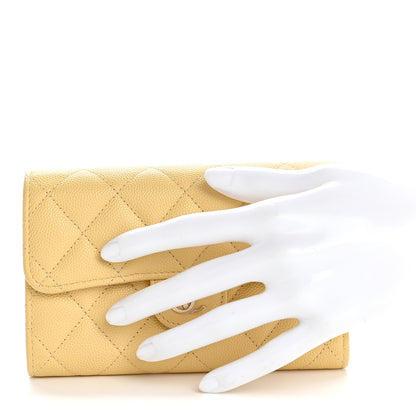 Chanel Caviar Quilted Medium Flap Wallet Light Yellow 2 of 8