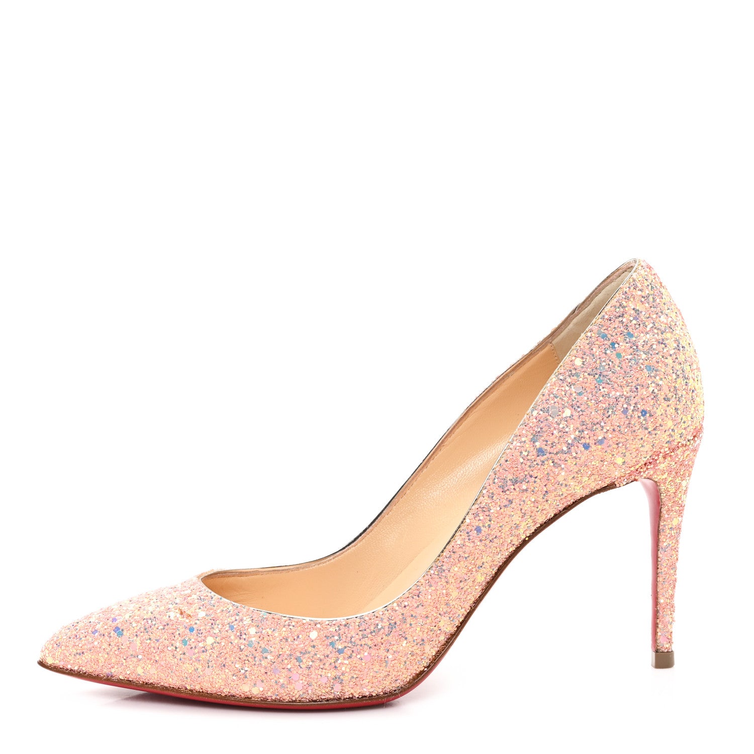 Christian Louboutin Patent Glitter Iriza 100 Pumps 37.5 Peach 1 of 9