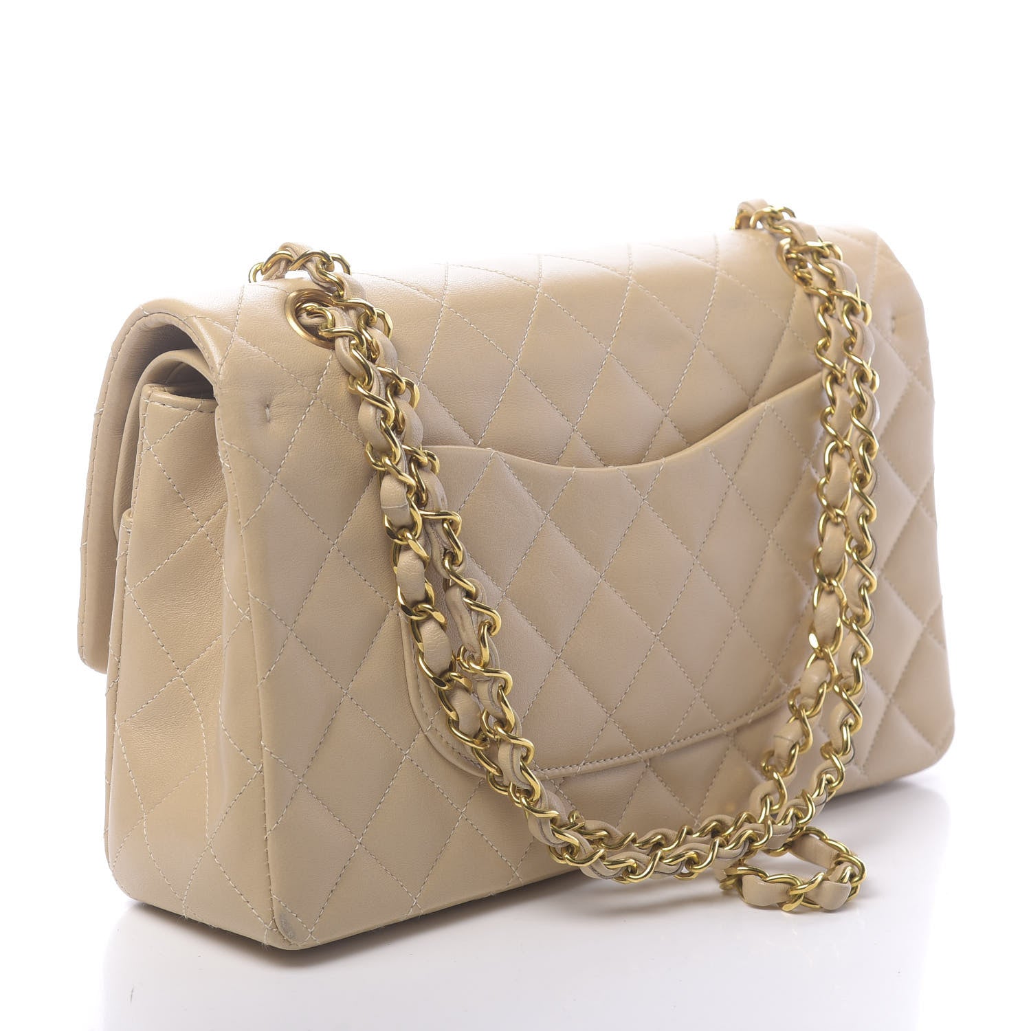 Chanel Lambskin Quilted Medium Double Flap Beige 3 of 13