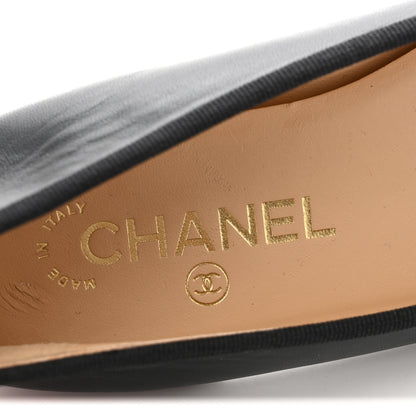 Chanel Lambskin Patent Cap Toe Ballerina Flats 37 Black 7 of 10