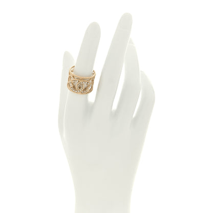 Chanel Pearl Chain CC Ring 53 6.5 Gold 2 of 4
