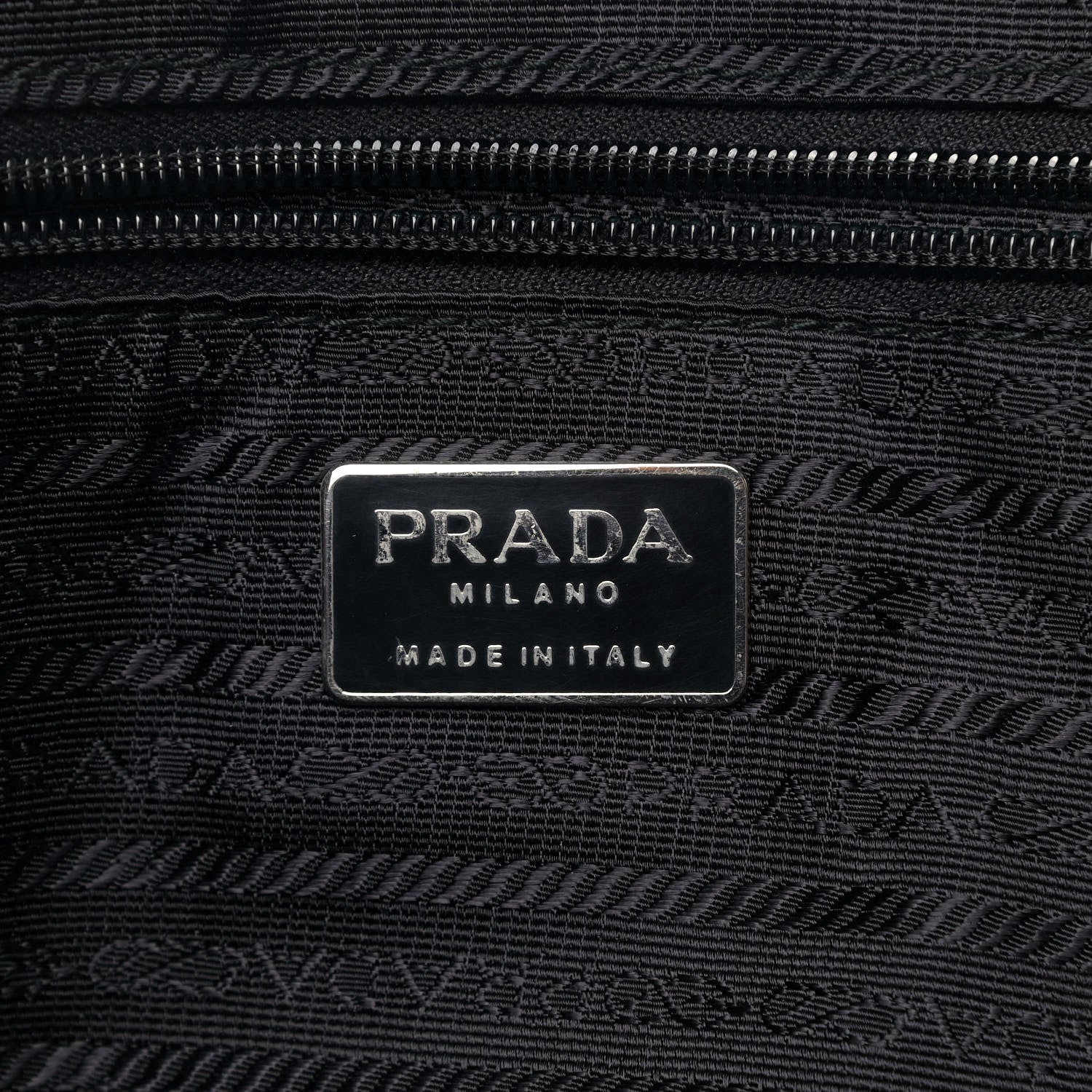 Prada Tessuto Nylon Calfskin Crocodile Embossed Tote Black 6 of 14