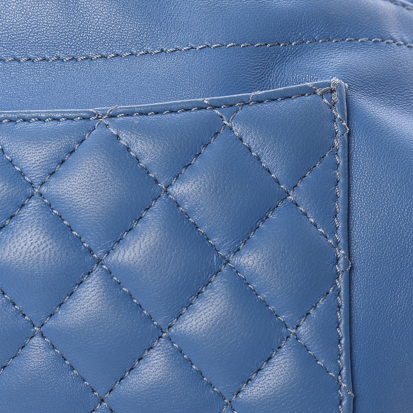 Lambskin Quilted Bi Waist Bag Fanny Pack Blue