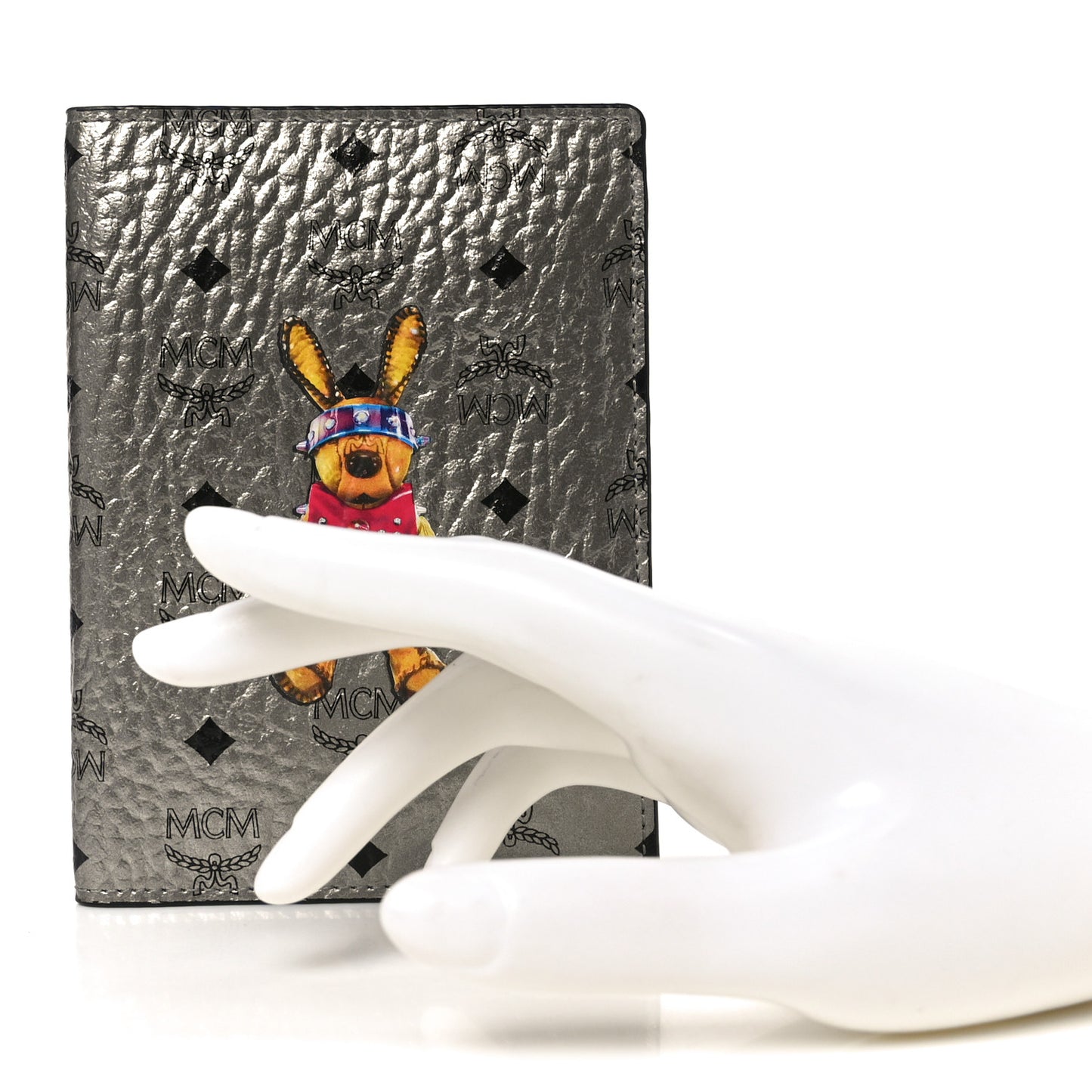 Metallic Visetos Rabbit Passport Holder Silver