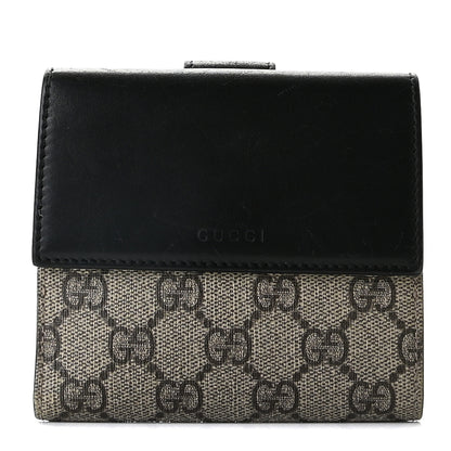Gucci GG Supreme Monogram French Flap Wallet Black 1 of 13