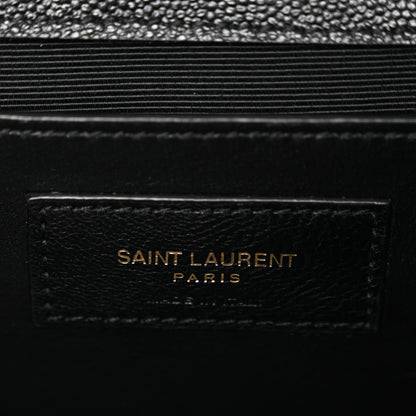Saint Laurent Grain De Poudre Textured Mixed Matelasse Triquilt Medium Monogram Satchel Black 6 of 12