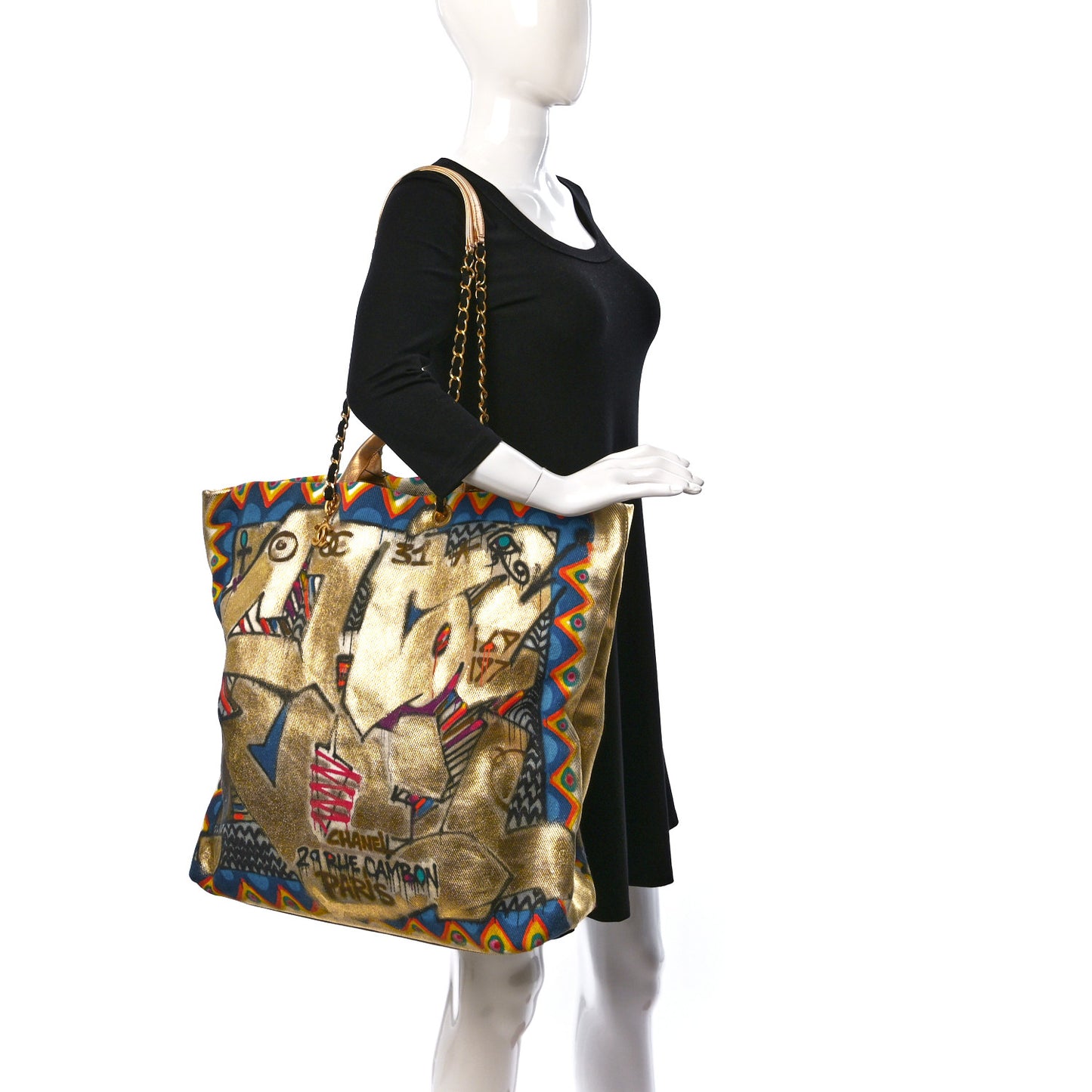 Graffiti Printed Canvas Street Spirit Tote Multicolor