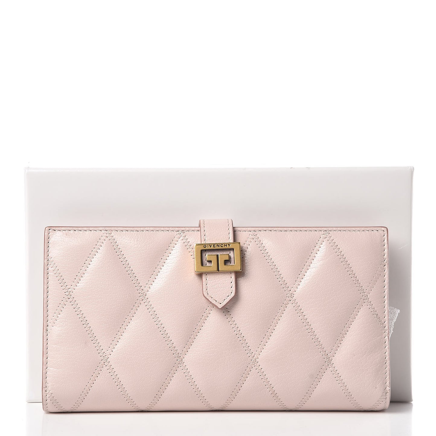 Goatskin Quilted GV3 Long Wallet Pink