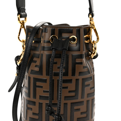 Fendi Vitello Liberty F is Fendi Bi-Color FF 1974 Embossed Mini Mon Tresor Bucket Bag Maya Black 8 of 10