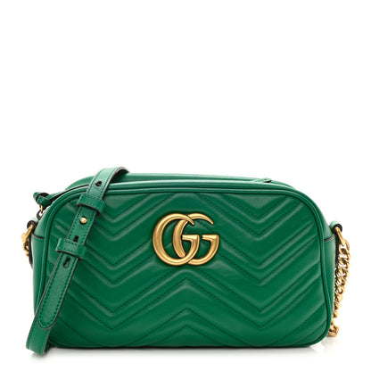 Gucci Calfskin Matelasse Small GG Marmont Chain Shoulder Bag Emerald Green 1 of 8