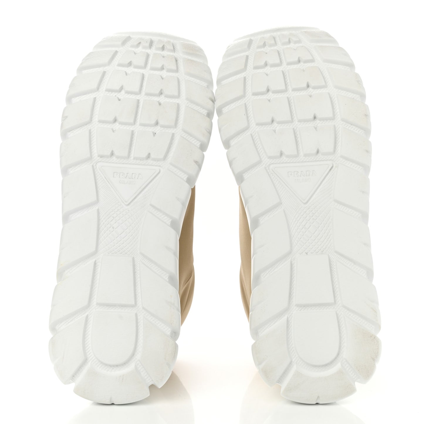 Re-Nylon Gabardine Rubber Triangle Logo Quilted Womens Rush Piuma 50mm Mid Sneakers 38.5 Deserto