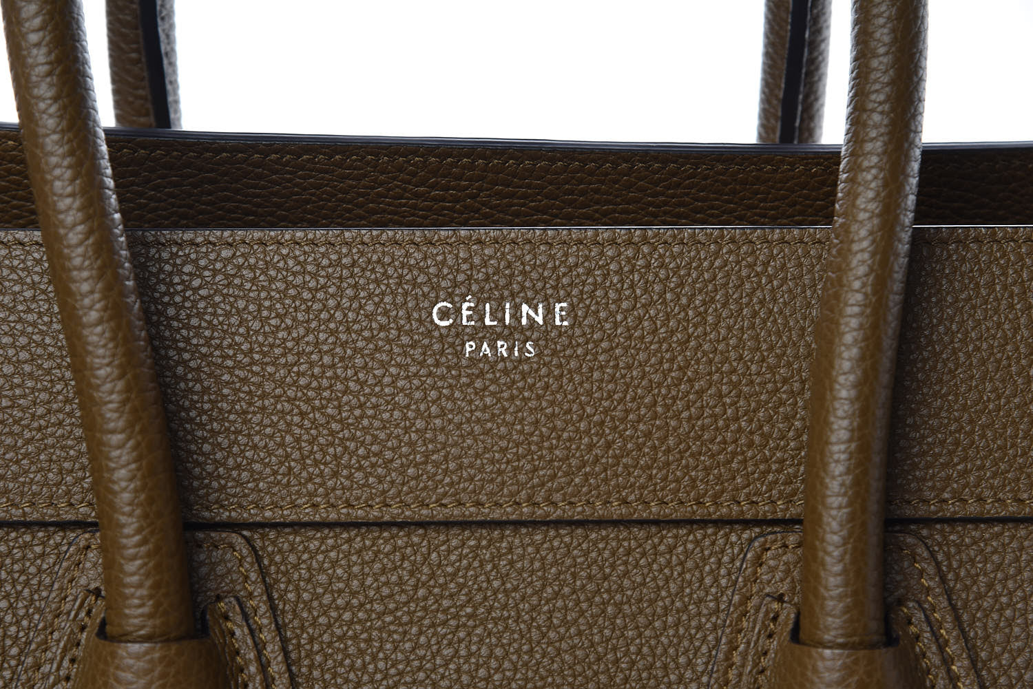 Celine Drummed Calfskin Mini Luggage Moss Green 6 of 14