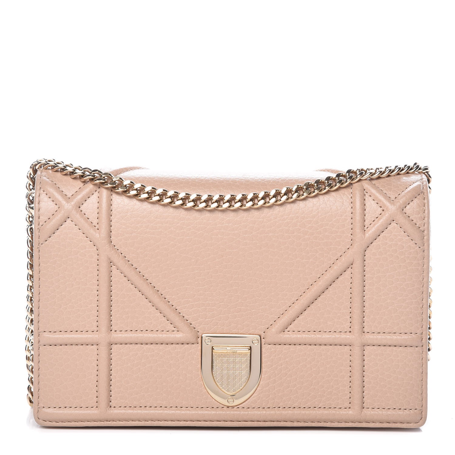 Christian Dior Grained Calfskin Diorama Wallet on Chain Pouch Nude 1 of 17
