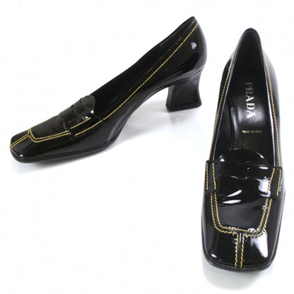 Prada Vernice Penny Loafer Heels 41 Black 1 of 6