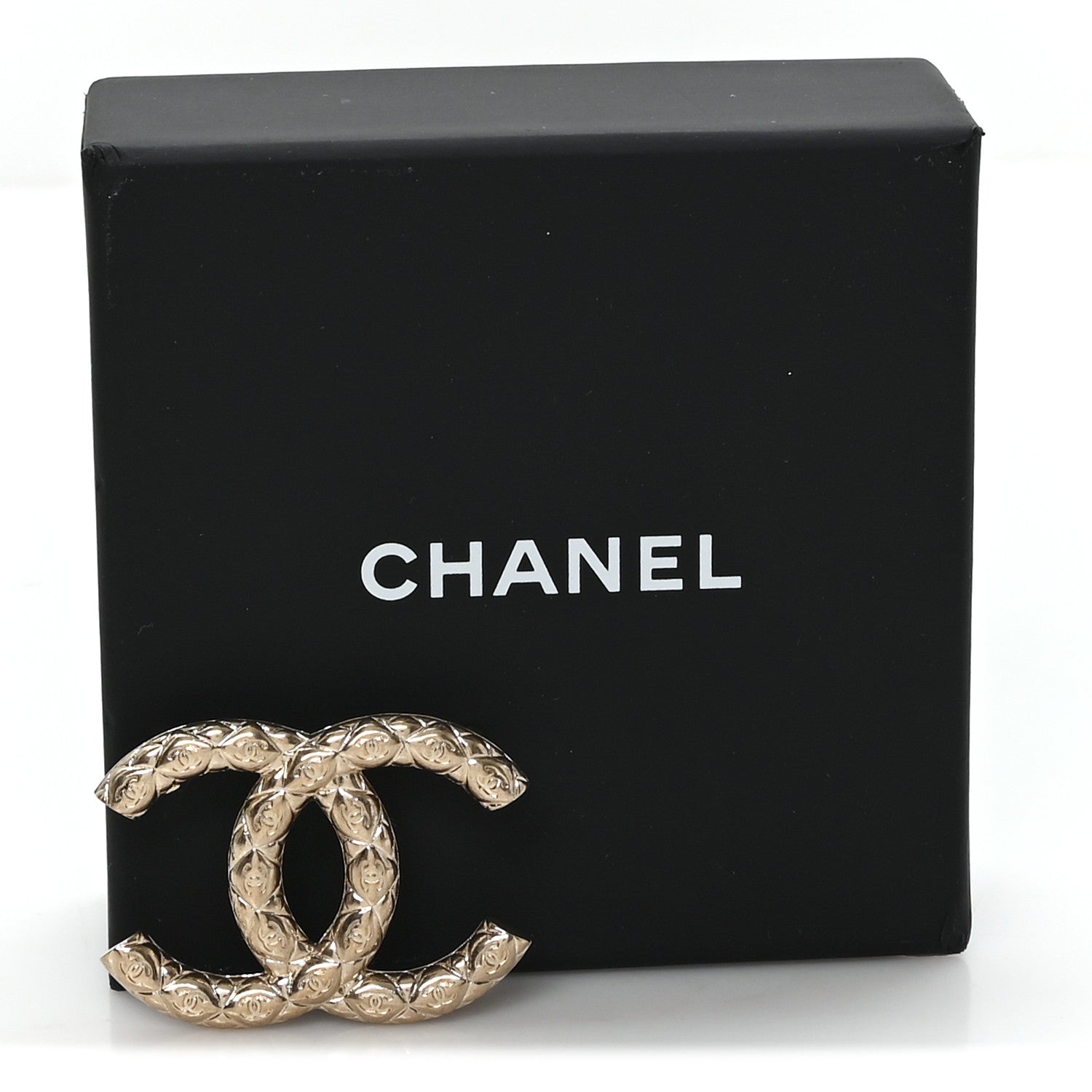 Chanel Metal CC Diamond Quilted Brooch Light Gold 4 of 4