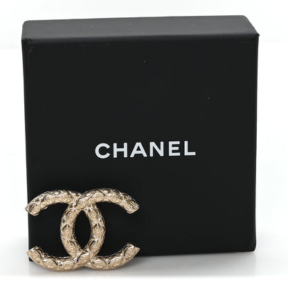 Chanel Metal CC Diamond Quilted Brooch Light Gold 4 of 4