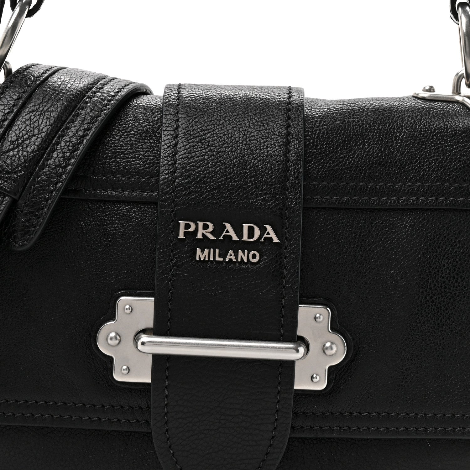 Prada Glace Calf Soft Cahier Bag Black Astrale 8 of 12