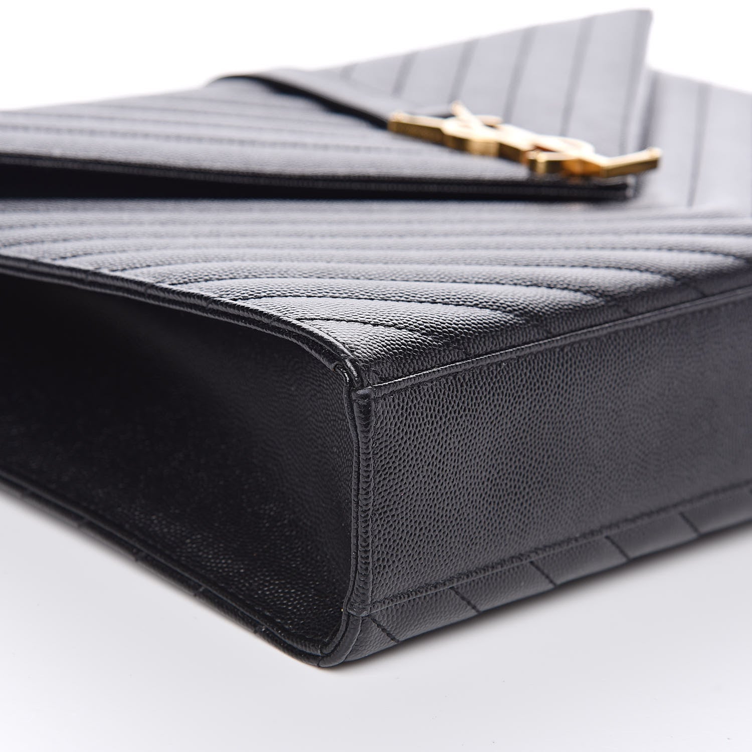 Saint Laurent Grain De Poudre Matelasse Chevron Large Monogram Satchel Black 7 of 11