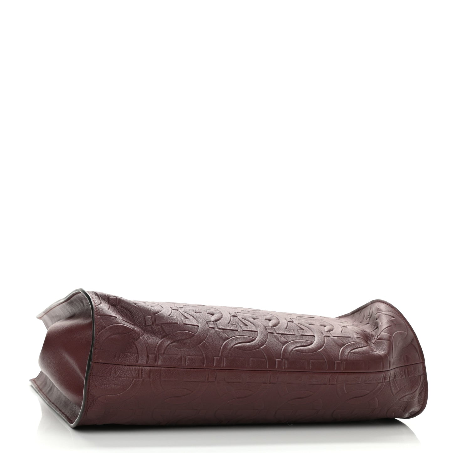 Calfskin Gancini Embossed Trifolio Tote Bag Burgundy