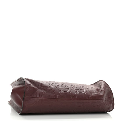 Salvatore Ferragamo Calfskin Gancini Embossed Trifolio Tote Bag Burgundy 4 of 7
