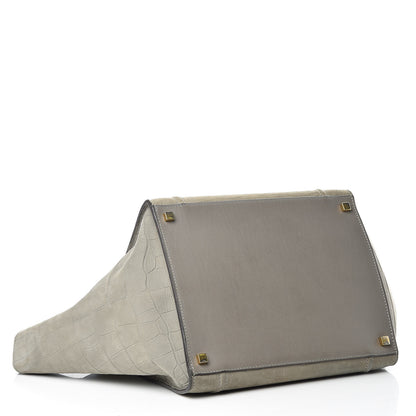 Celine Crocodile Embossed Nubuck Medium Phantom Luggage Grey 4 of 24