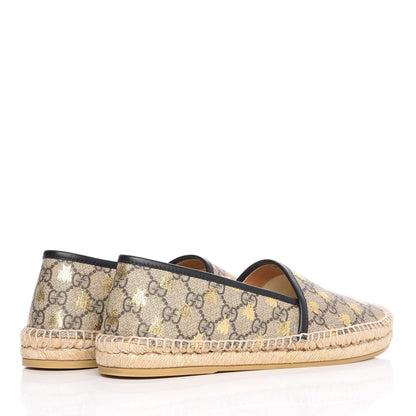 Gucci GG Supreme Monogram Bees Espadrille Flats 40 Beige Ebony Oro Black 4 of 9