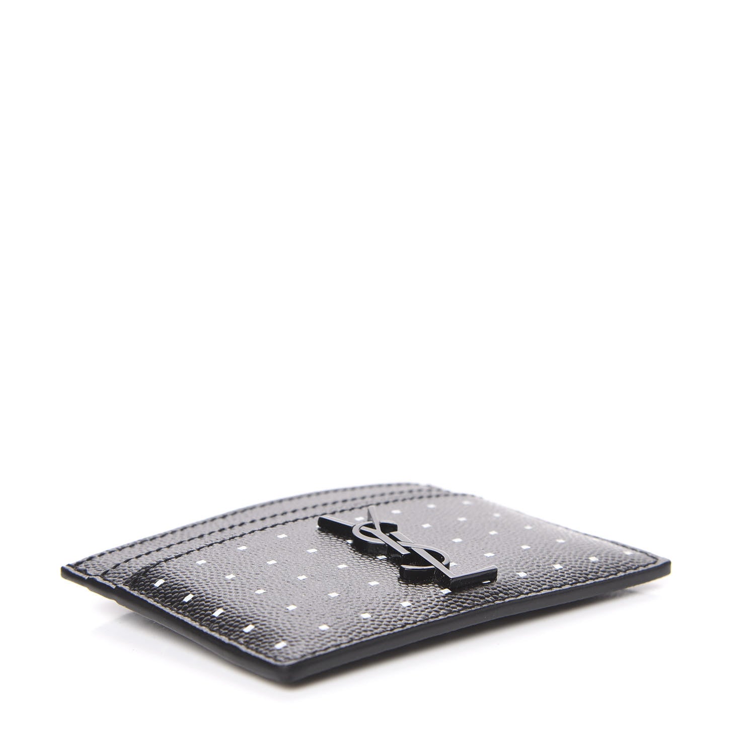 Saint Laurent Grain De Poudre Geo Print Monogram Credit Card Case Black White 3 of 6