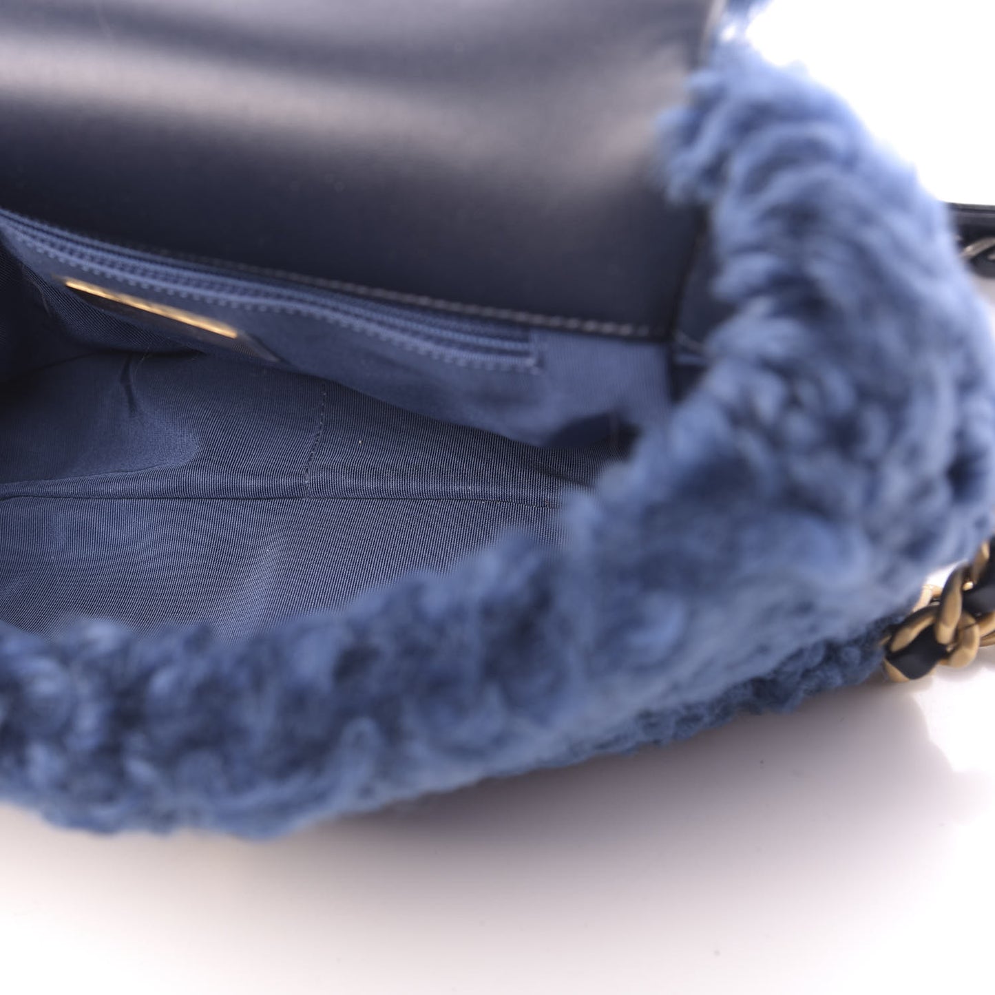 Shearling Sheepskin Medium 19 Flap Blue