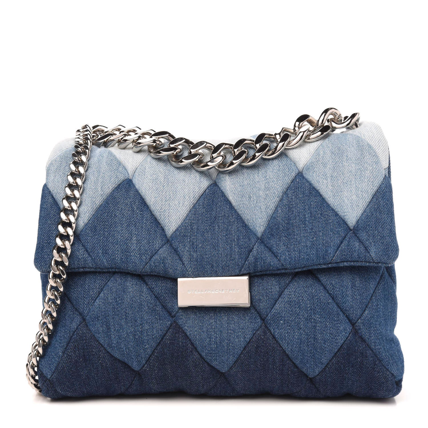 Stella McCartney Eco Denim Diamond Quilted Small Beckett Shoulder Bag Blue 1 of 9