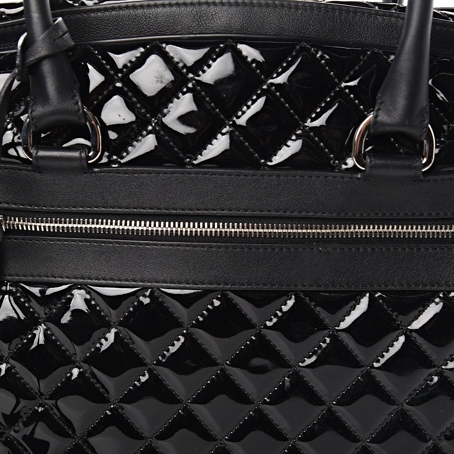 Patent Quilted Travel Bag Black