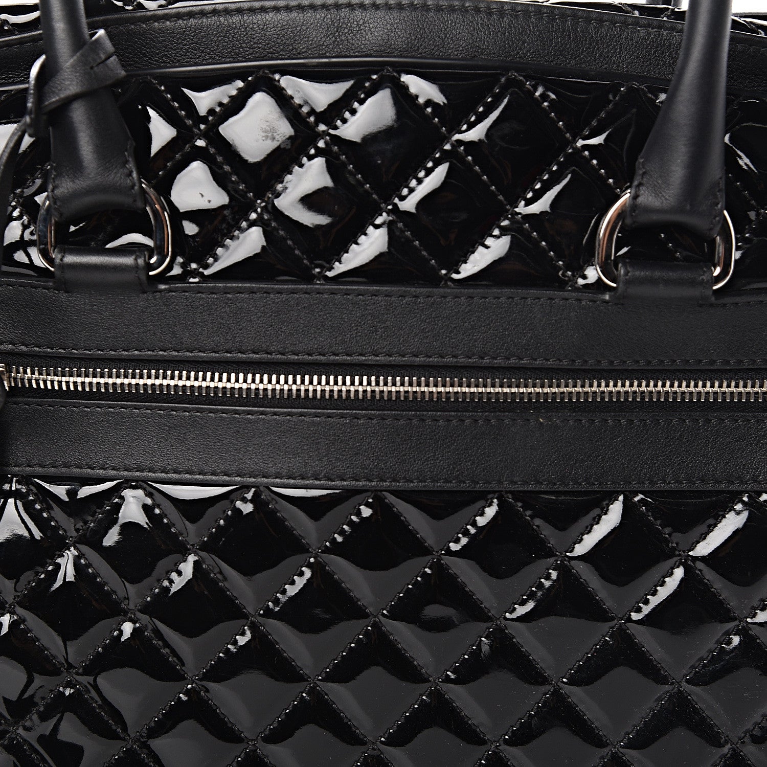 Chanel Patent Quilted Travel Bag Black 11 of 16