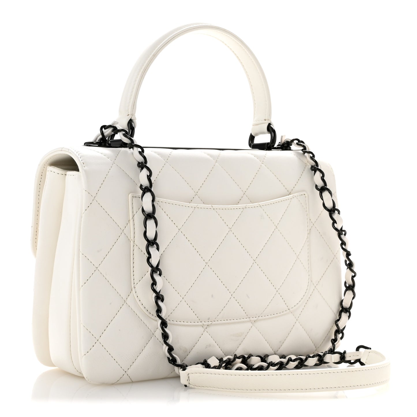 Lambskin Quilted Small Trendy CC Dual Handle Flap Bag White