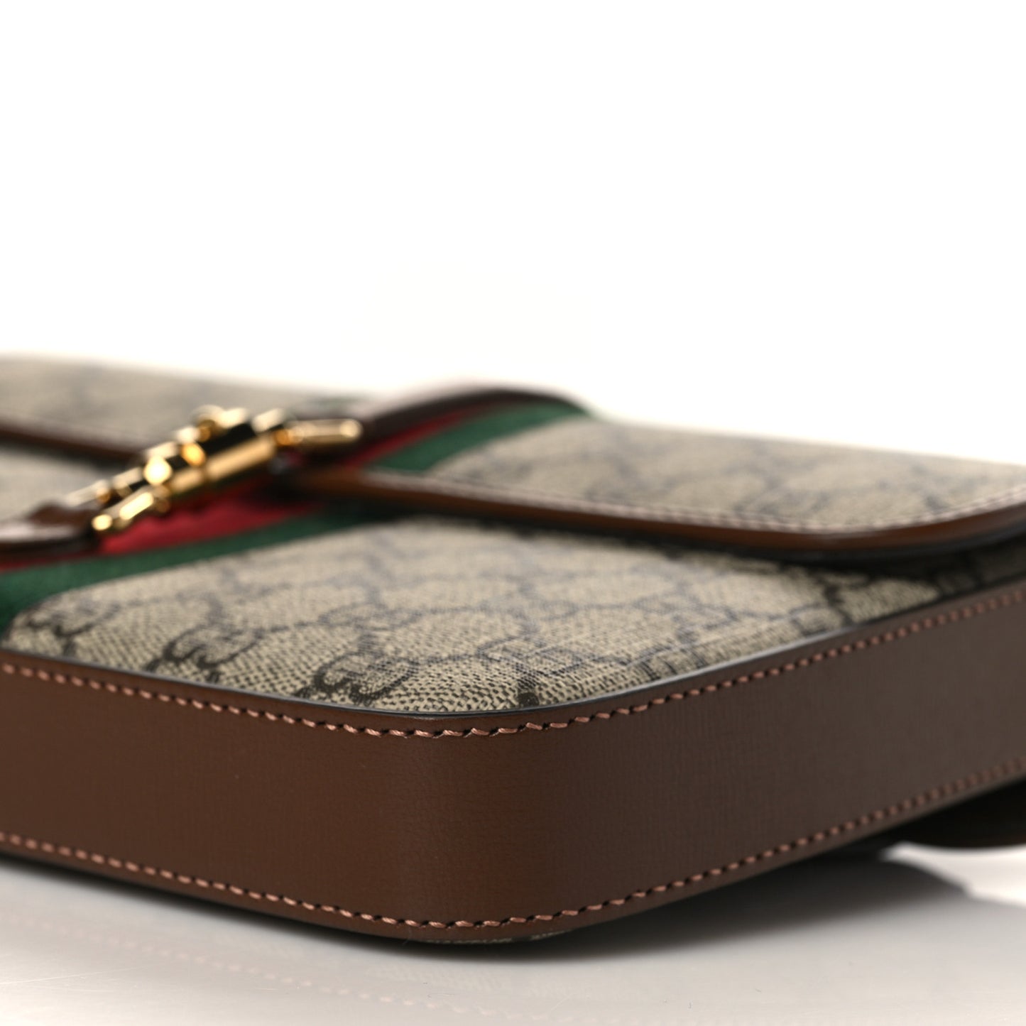 GG Supreme Monogram Azalea Calfskin Web Jackie 1961 Belt Bag 100 40 Beige Ebony Brown Sugar