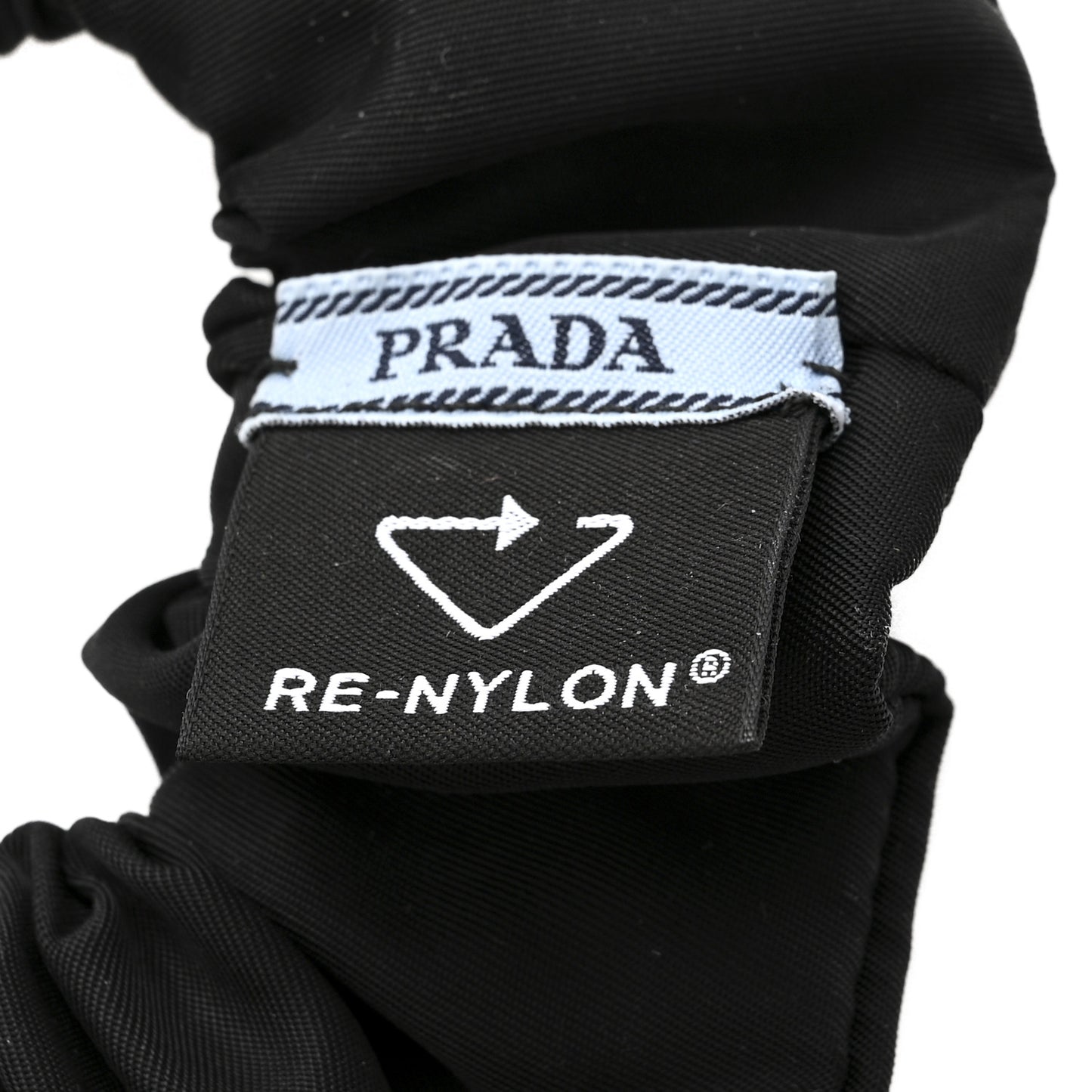 Re-Nylon Metal Logo Scrunchie Black