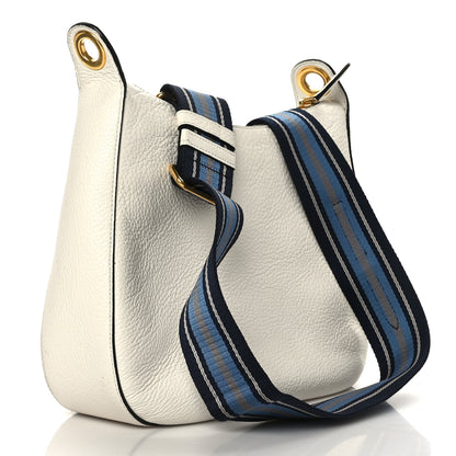 Prada Vitello Daino Zippered Messenger Hobo White 3 of 8