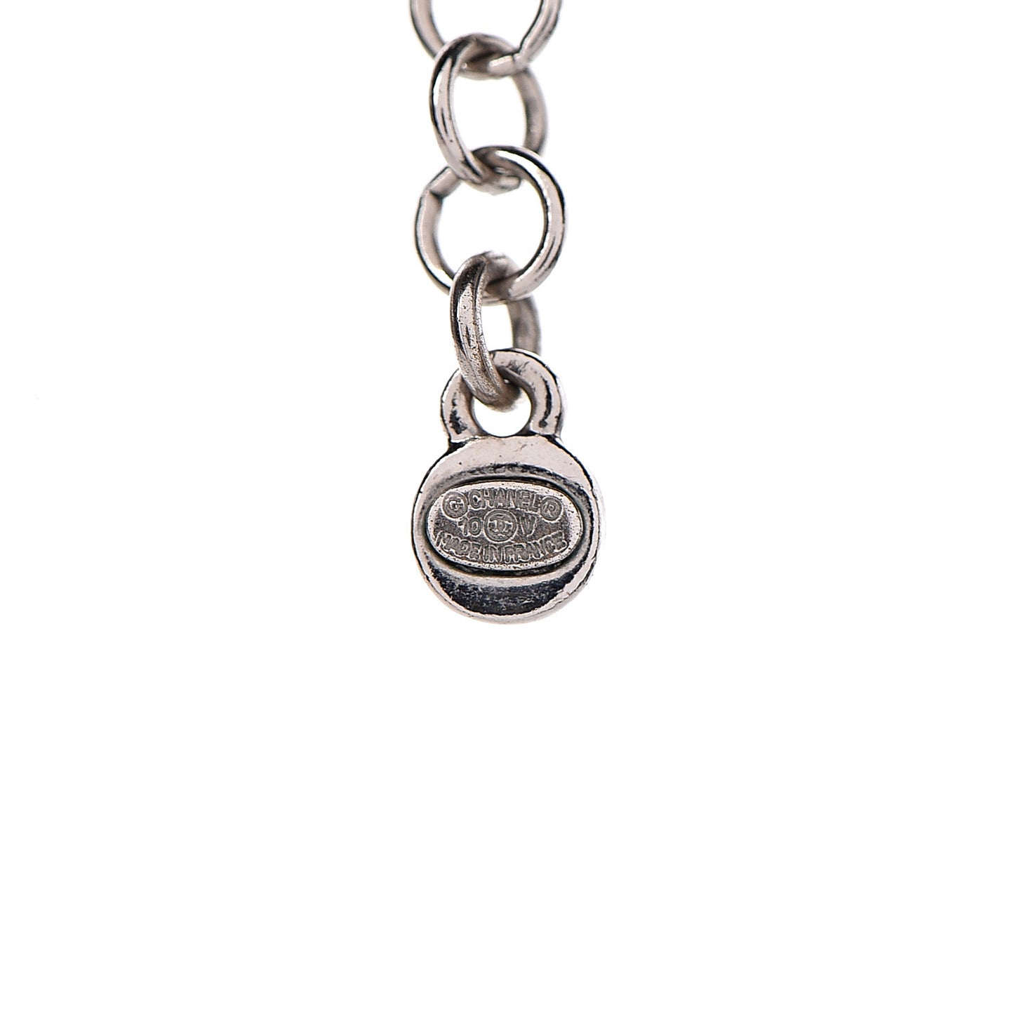 Crystal CC Drop Pendant Necklace Silver